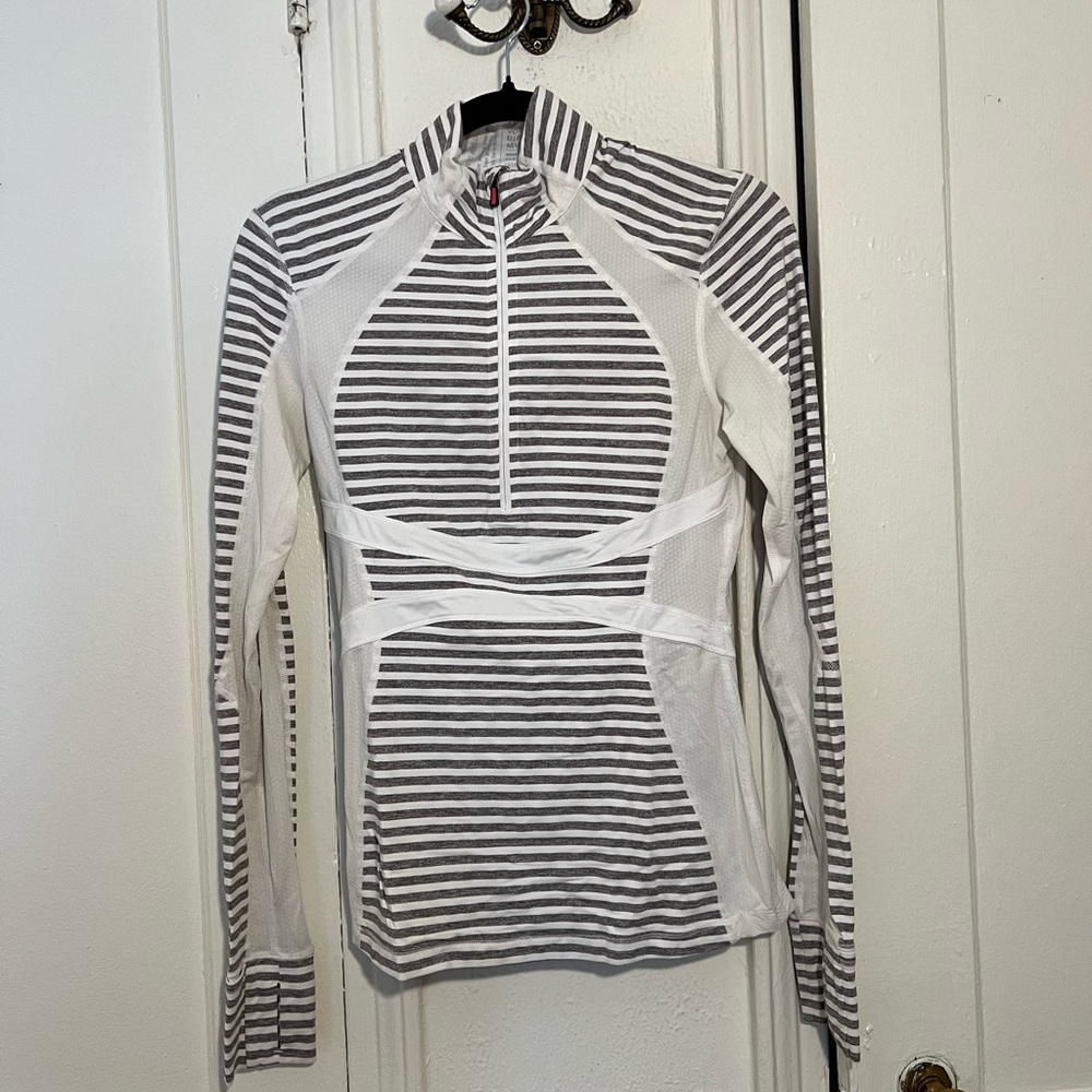 Lululemon Athletica Fitted Long Sleeve Paneled Quarter Zip Top